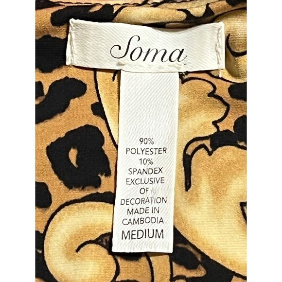Soma Leopard Print 3/4 Sleeve Blouse Size Medium - Picture 3 of 3